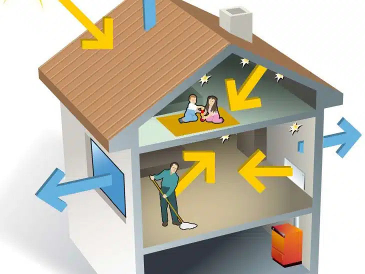 Schéma de l'isolation thermique de logement
